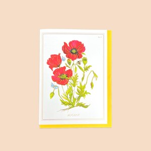 August | Poppy Card with Gold Foil