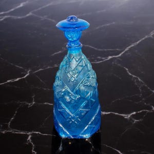 VTG Italian Art Glass Decanter Blue Man with Hat Empoli