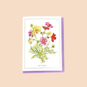 Tarjeta de octubre/cosmos con lámina dorada