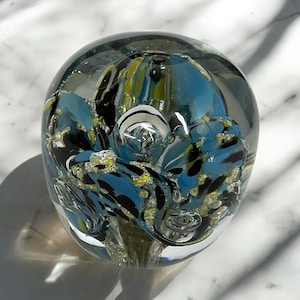 Large Hand Blown Art Glass Paperweight 3” Tall