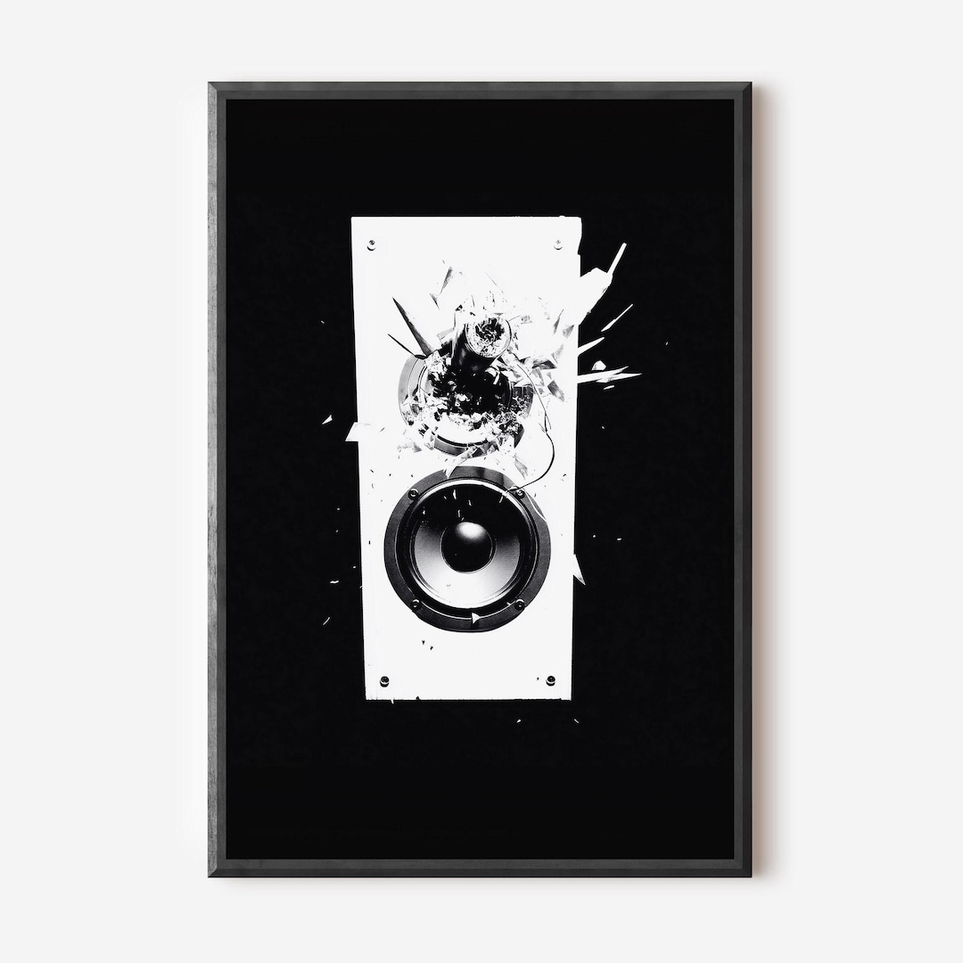 Exploding Speaker Poster, Hip Hop Bass Wall Art, Black and White Music ...