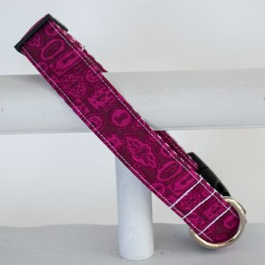 Haunted House Purple Dog Collar with Black Stripe on the Back - Spooky Dog Collar - Bright Purple Key Dog Collar - Boy or Girl Collar