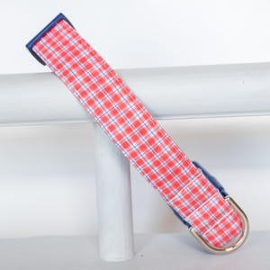 Red Gingham Dog Collar: Handmade Cotton Fourth of July Style