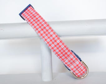 Red Gingham Dog Collar: Handmade Cotton Fourth of July Style