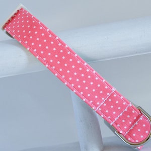 Collier pour chien à pois roses - rose à pois blancs - collier pour chien printanier - collier pour chien pour fille - collier rose - collier à pois