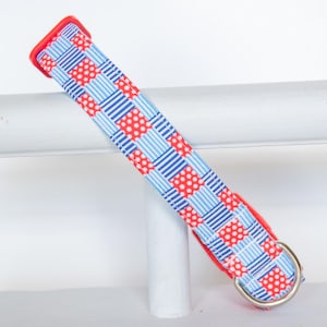 Flag Quilt Dog Collar - Simple Fourth of July Dog Collar - America Dog Collar - Red White and Blue Dog Collar - Boy or Girl Summer Collar