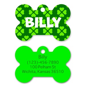 Shamrock St. Patrick&#39;s Day Pet ID Tag: Personalized Dog Tag