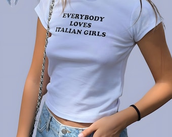 Y2K Tutti amano le ragazze italiane T-shirt per bambini / Estetica anni 2000, T-shirt per bambini Italia, Top corti Y2K, Abbigliamento Y2K, Top corto estivo, Regalo per lei