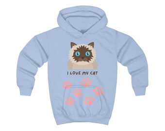 Lindo Ragdoll Amo a mi gato Sudadera con capucha para niños