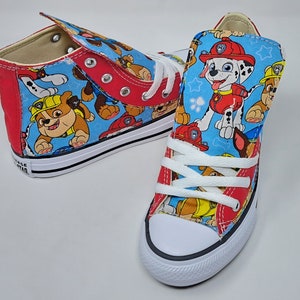 Custom Paw Patrol Converse Shoes Red Blue Personalized Handmade Sneaker Licensed Fabric Sewn Boys Athletic Causal Tie Footwear Hightop Etsy