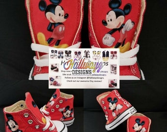 Custom Red Mickey Mouse Converse Sneakers: Birthday Unisex High Tops