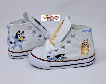 Bluey & Bingo Custom Converse white Shoes First Birthday Sneaker Birthday sneaker