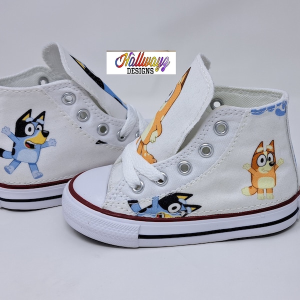 Bluey & Bingo Custom Converse white Shoes First Birthday Sneaker Birthday sneaker