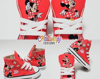 Custom Red Minnie Mouse Converse Shoes Birthday sneaker