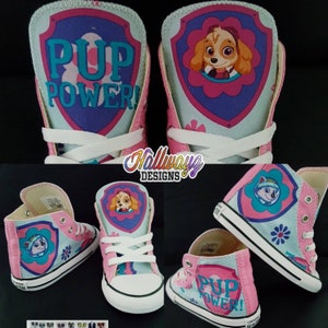 Custom Pink Paw patrol Birthday sneaker Everest Skye back to school girl casual character shoe by Hallwayz Designs