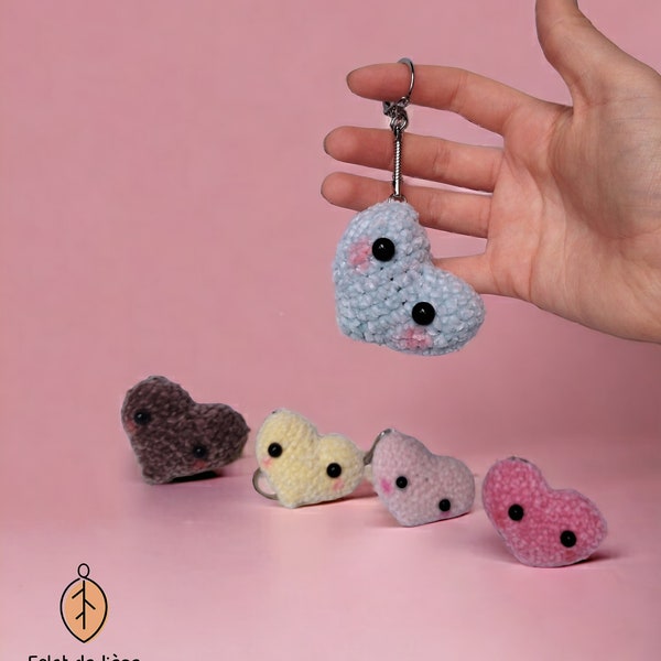 Porte-clef coeur Amigurumi kawaii couleur au choix