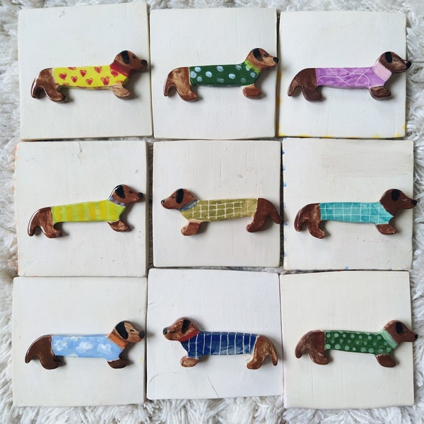 Dachshund Brooch, Sausage Dog Ceramic Brooch, Handmade Ceramic Brooch, Ceramic Jewellery, Handmade Pin, Ceramic Pin