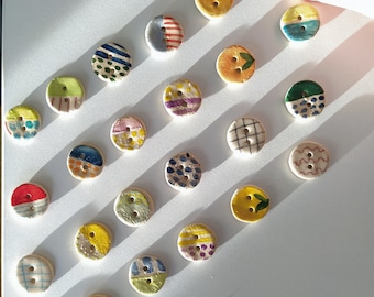 Set of 6 Ceramic buttons, clay, handmade buttons