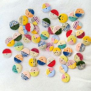 Set of 6 Ceramic buttons, clay, handmade buttons