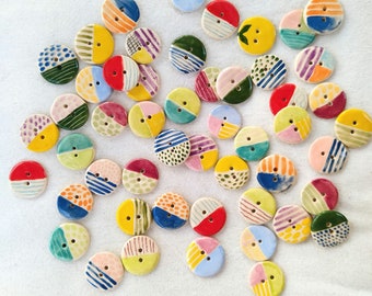 Set of 6 Ceramic buttons, clay, handmade buttons