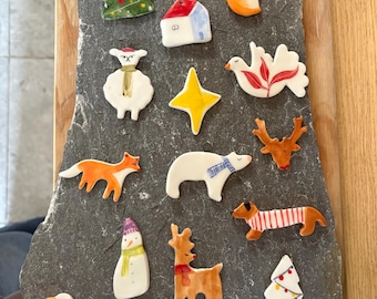 Handmade Ceramic Christmas Ornaments, Eco Gift Box