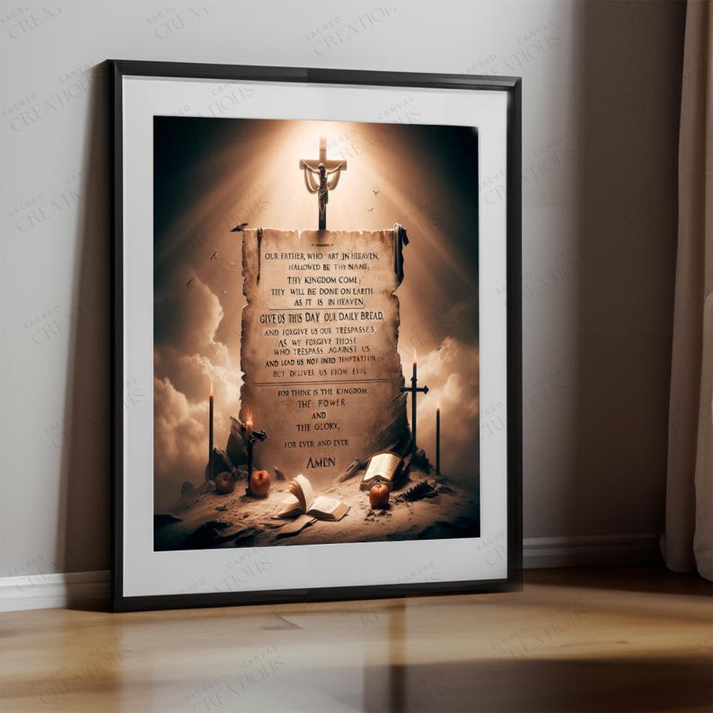 The Lord's Prayer Wall Art, Our Father Prayer Art Printable, Bible ...