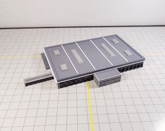 TERMINAL DE CARGA Edificio Instalaciones Aeropuerto Aeronave GSE Modelo Diorama Escala 1:400