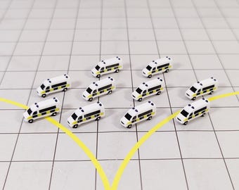 10 furgonetas/minibuses de policía para emergencias en aeropuertos GSE, vehículos diorama a escala 1:400