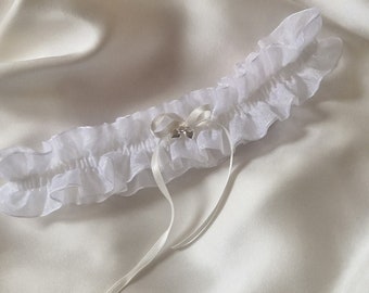 Dainty heart charm wedding garter