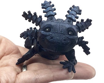 Robot Axolotl fidget toy articulated desk decor, gift: for kids and adults, metallic color Cute office stim toys  MatMire Makes (1 toy)