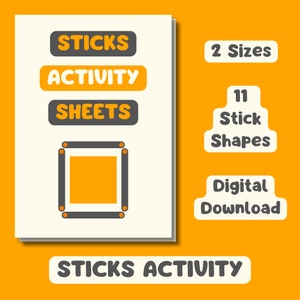 Popsicle Sticks Shapes Activity Game Toddlers Montessori Printable Activities Preschool Kids Homeschool Resources Popsicle Sticks Activity