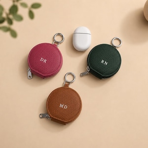 Personalized Leather Keychain Wallet, AirPod Pouch, Custom Coin Purse