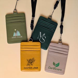 Gepersonaliseerde sleutelkoorden met logo, aangepaste leren badgehouder, leren kaartzakje sleutelkoord, sleutelkoorden evenement, relatiegeschenken, bedrijfslogo, kantoor