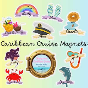 Caribbean Cruise Door Magnets, Custom Fridge Magnets, Personalized Magnets, Family Cruise Gifts, Royal Caribbean Carnival Disney Cruises