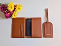 Custom Leather Passport Holder & Luggage Tag, Personalized Passport Cover, Bridesmaid Proposal, Honeymoon Gift, Monogram Custom Initials product logo