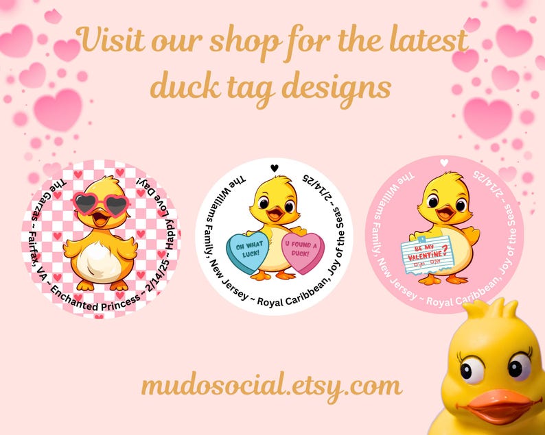 Visit our shop for the latest duck tag sticker designs. Valentine's Day duck collection at mundosocial.esty.com.