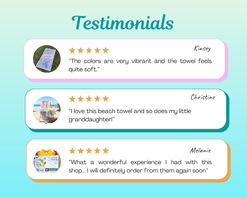 Three reviews of our store from happy customers who say they will buy again.