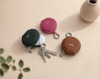 Small Jewelry Case, Key Chain Ring Holder, Ear Bud Case, Coin Purse Keychain, Mini Travel Ring Jewelry Box, Leather Keychain Bridesmaid Gift