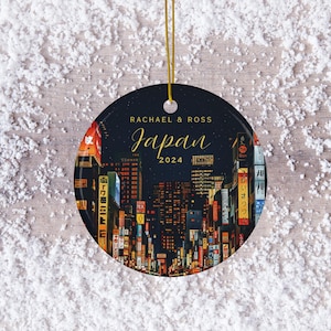 Adorno navideño de Japón, adorno personalizado, adorno personalizado, regalo de viaje a Japón 2024, vacaciones en Japón, Tokio Osaka Kioto, regalo de revelación de viaje