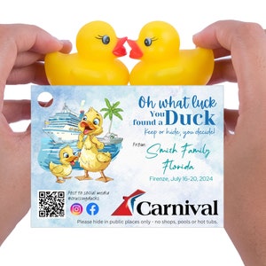 Gepersonaliseerde afdrukbare Cruising Duck Tags: Carnival Cruise Lines badeendkaarten op maat gemaakt voor jou Royal Caribbean Norwegian