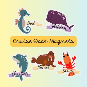 Personalized Cruise Door Magnets | Custom Name Sea Creatures Magnets | Royal Caribbean Cruise Door Decoration | Family Cruise Gifts
