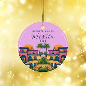 Adorno navideño de México, adorno personalizado, regalo de recuerdo de viaje, regalos de México, viaje a México, Cancún, Puerto Vallarta, Mérida