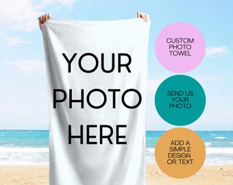 Toalla de playa personalizada con foto, retrato de mascota, regalo familiar personalizado