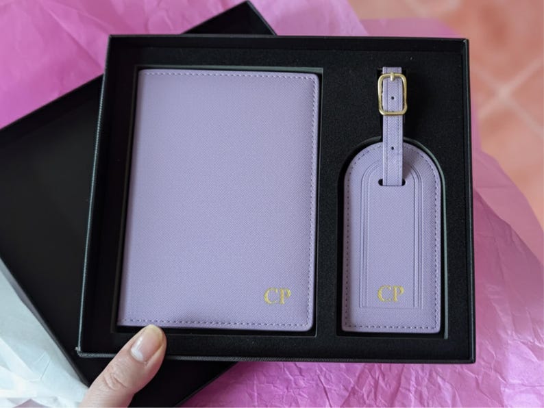 Personalised Purple Passport Cover & Luggage Tag