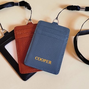 Cordón y porta credencial de crucero personalizado, cordón de crucero con portatarjetas, cordón de cuero con bolsa para tarjetas, credencial de identificación para oficina, billetera para tarjetas