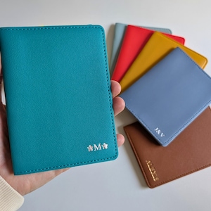 Custom Leather Passport Cover & Luggage Tag, Personalized Travel Set, Bridal Party Favor, Christmas Gifts, Gift for Her, Passport Case