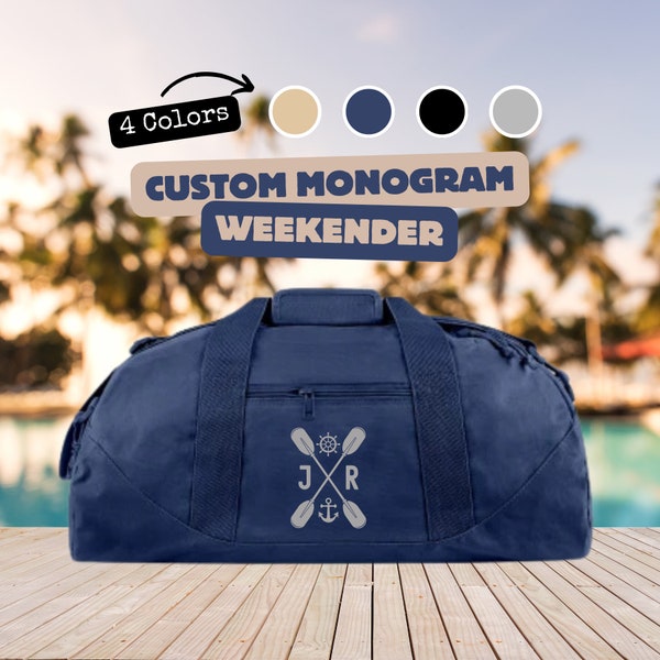 Personalized Overnight Boating Bag Monogrammed Boat Duffel Bag Custom Nautical Gifts Weekender Captain Mens Cruise Groomsmen Carry On
