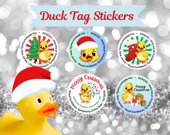 Kerststickers cruise-eend: 54 stuks | Gepersonaliseerde cruiseschiplabels op maat | Benodigdheden Royal Caribbean Cruise | Spel Badeendjes