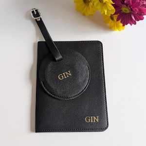 Vegan Leather Travel Sets, Custom Passport Holder & Luggage Tag, Personalized Travel Gift, Monogrammed Passport Cover, Backpack Suitcase Tag
