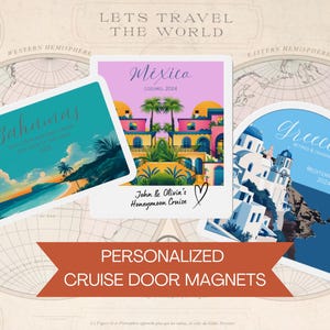 Aimant de porte de croisière personnalisé, souvenir de croisière, croisière dans les Caraïbes royales, croisière en Méditerranée, cadeau de lune de miel d'anniversaire d'anniversaire de vacances